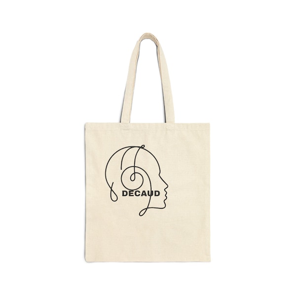 Natural canvas Decaud tote with the single-line headphone profile design