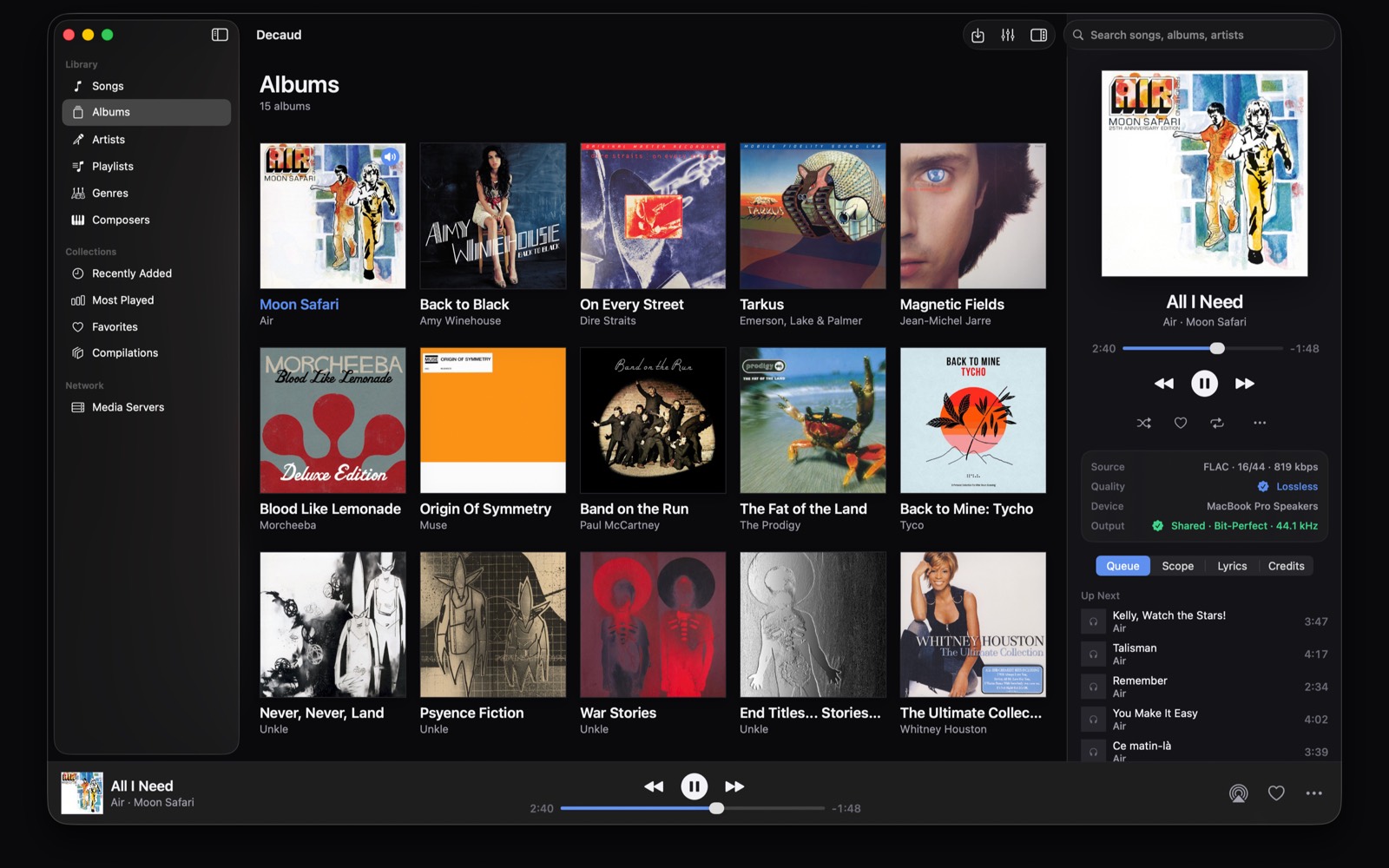 The albums grid