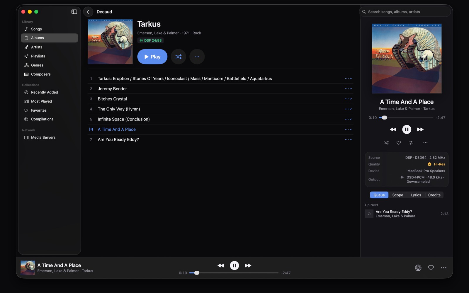 An album page with big play controls
